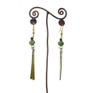 Jacaranda Earring Green Bead with Two Bars Kenya