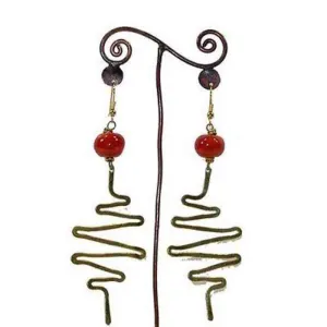 Jacaranda Earring Red Bead with Zig Zags Kenya