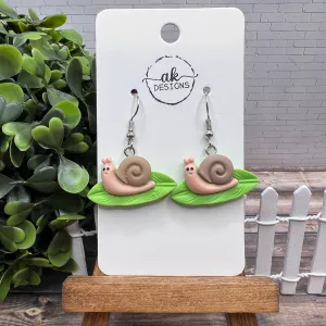 Kawaii Snail on a Leaf Novelty 3D Hypoallergenic  Earrings - Clearance