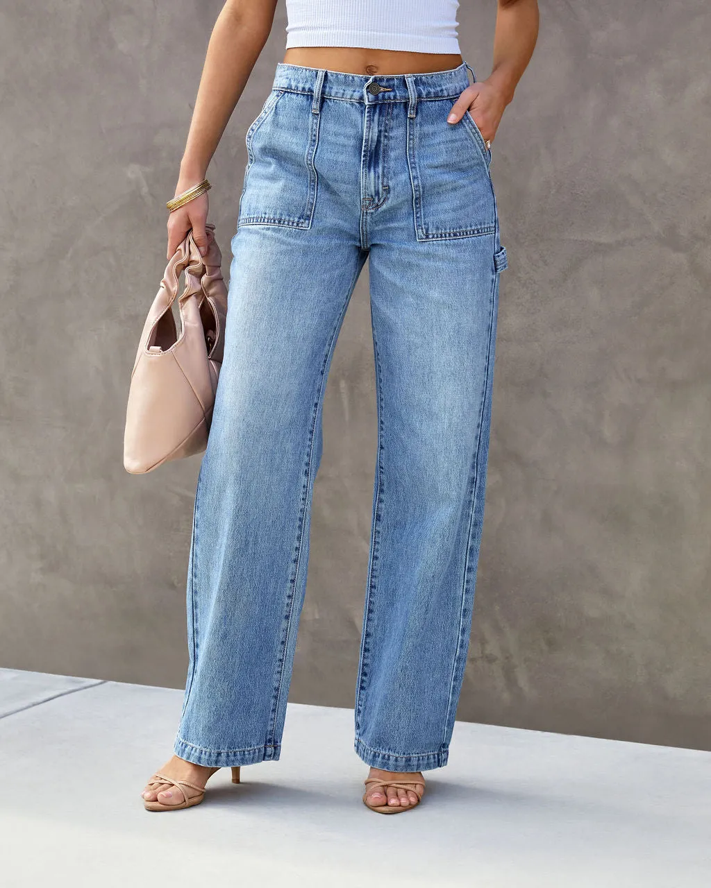 Laurent High Waisted Carpenter Wide Leg Jeans