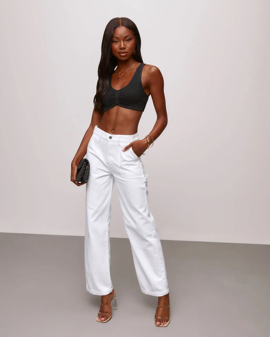 Laurent High Waisted Carpenter Wide Leg Jeans