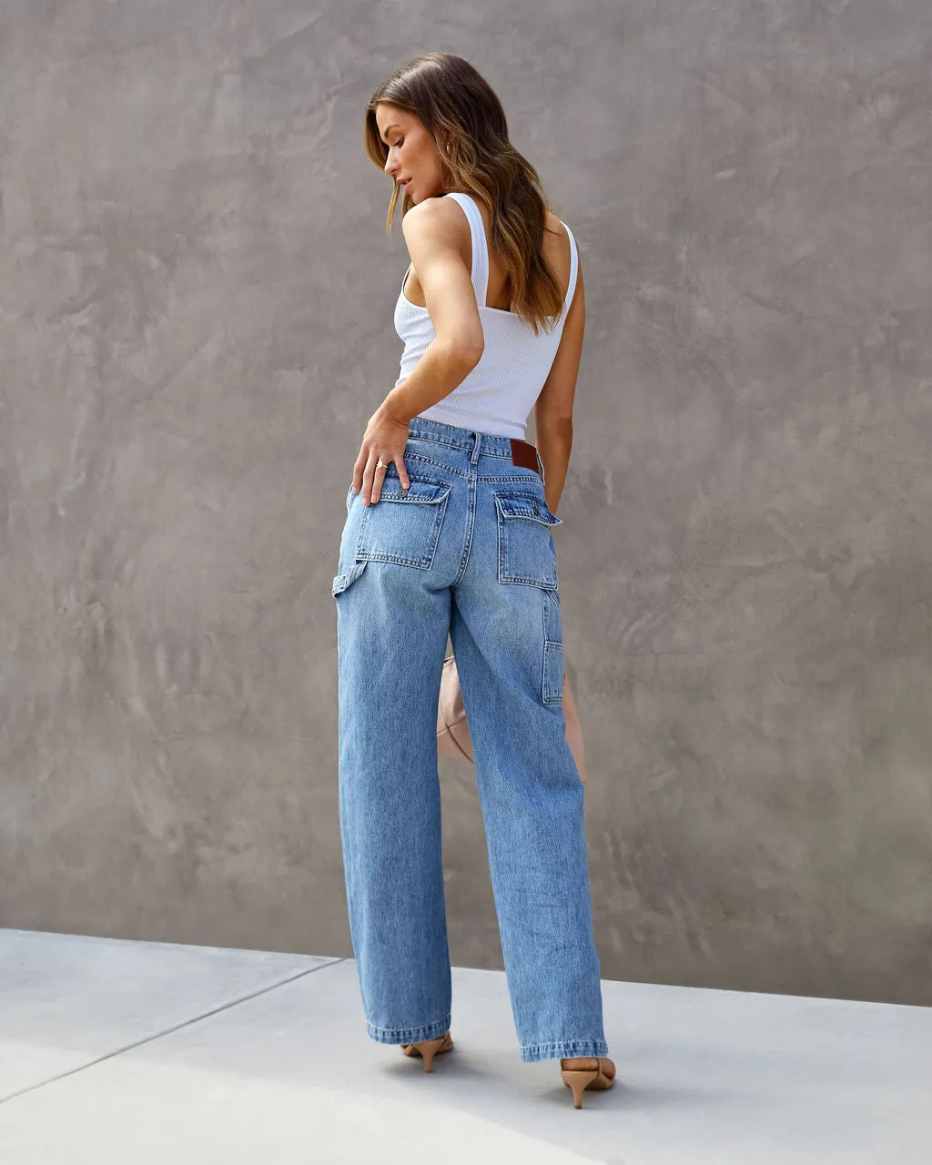 Laurent High Waisted Carpenter Wide Leg Jeans