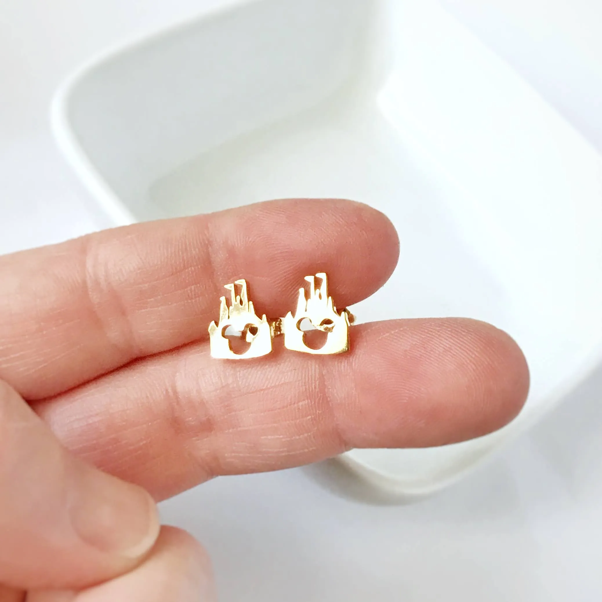 Magic Inspired Mouse and Castle Stainless Steel Post Earrings