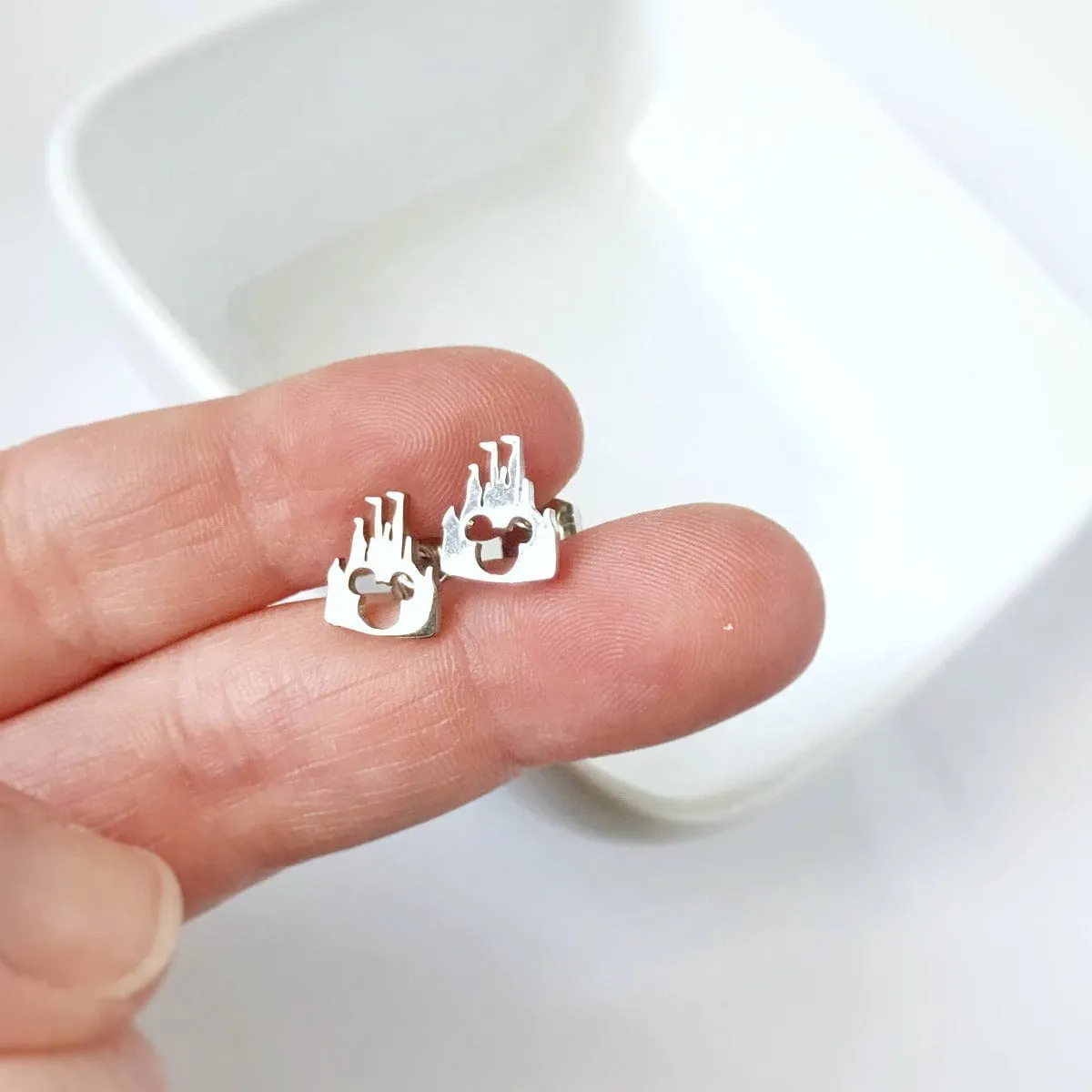 Magic Inspired Mouse and Castle Stainless Steel Post Earrings