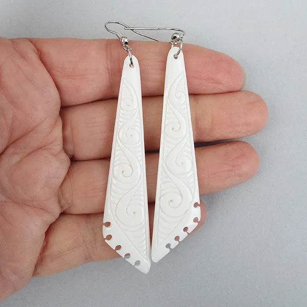 Maori Long Bone Drop Earrings