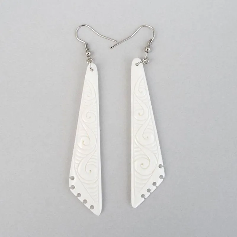 Maori Long Bone Drop Earrings