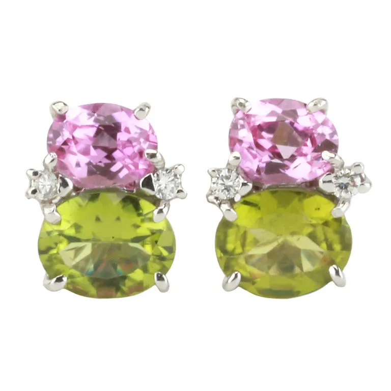 Medium GUM DROP™ Earrings with Peridot and Pink Topaz and Diamonds