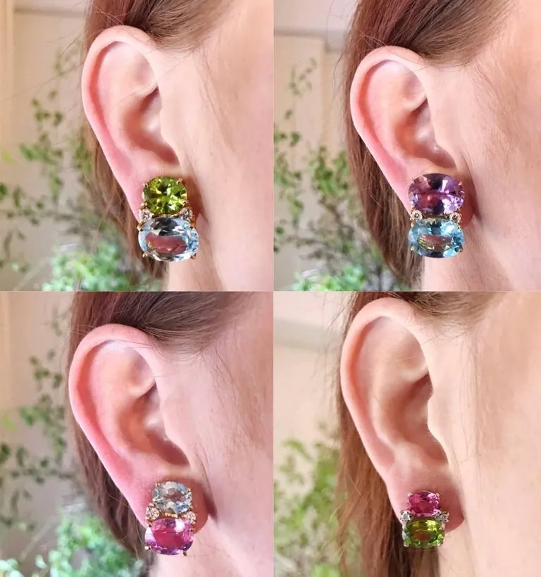 Medium GUM DROP™ Earrings with Peridot and Pink Topaz and Diamonds