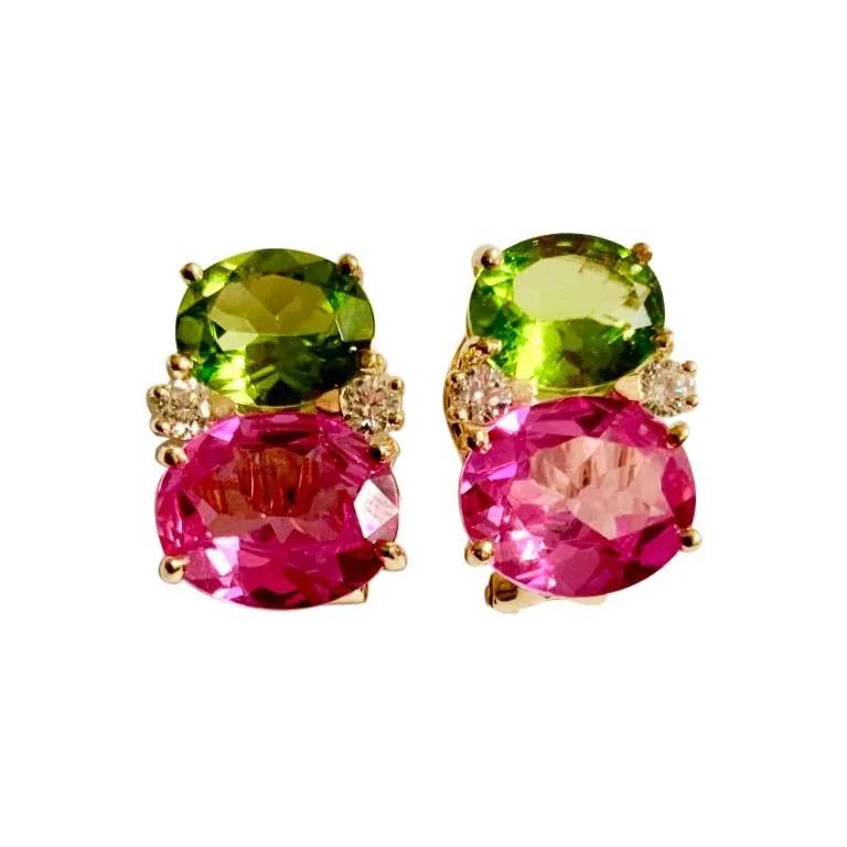 Medium GUM DROP™ Earrings with Peridot and Pink Topaz and Diamonds