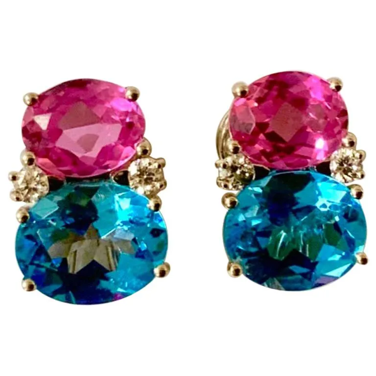 Medium GUM DROP™ Earrings with Peridot and Pink Topaz and Diamonds