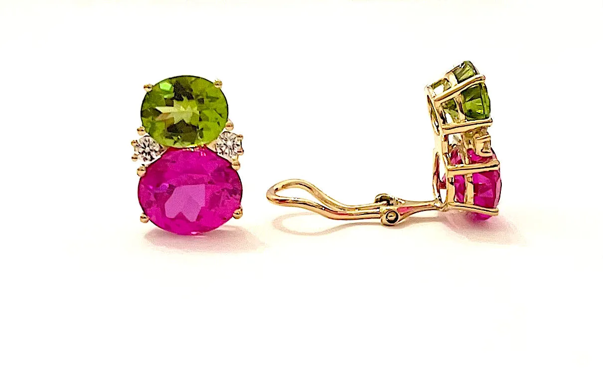 Medium GUM DROP™ Earrings with Peridot and Pink Topaz and Diamonds