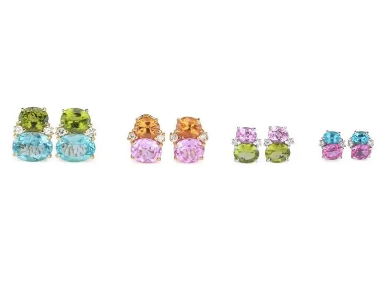 Medium GUM DROP™ Earrings with Peridot and Pink Topaz and Diamonds