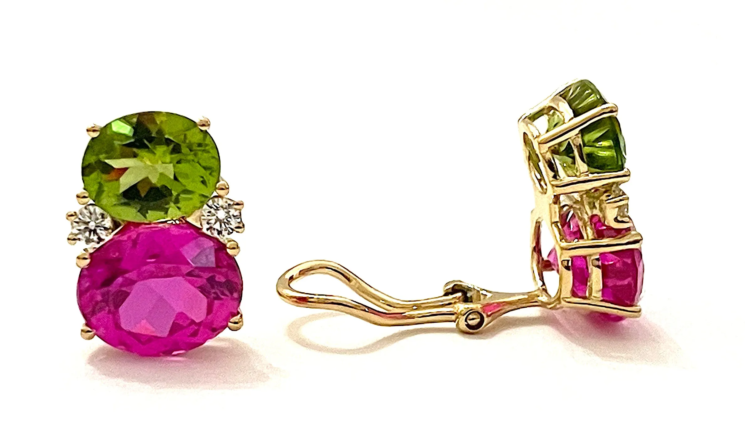 Medium GUM DROP™ Earrings with Peridot and Pink Topaz and Diamonds