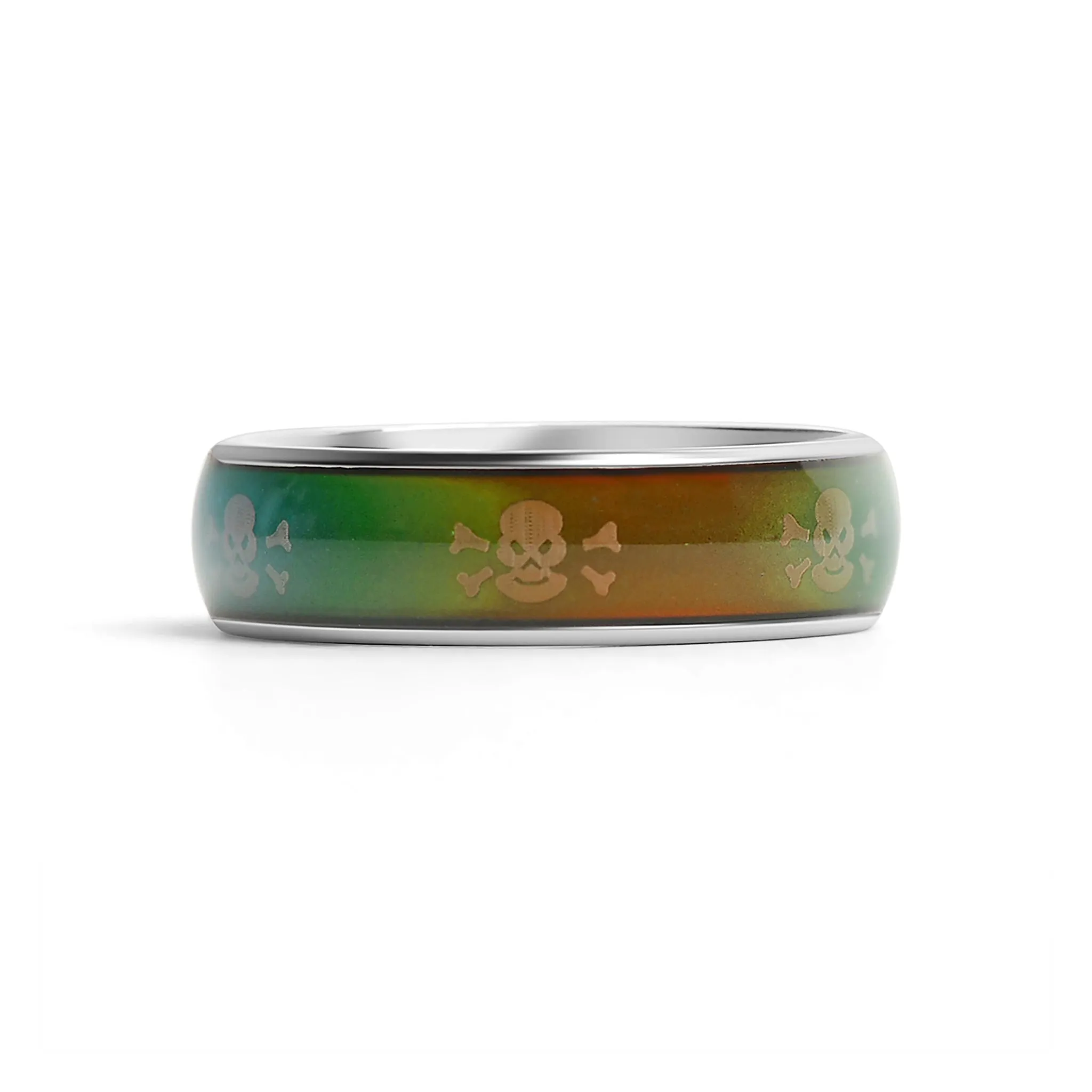 Mood Band With Skull And Crossbones Stainless Steel Ring / CFR9012