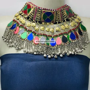 Multicolor Statement Collar Choker Necklace With Bells