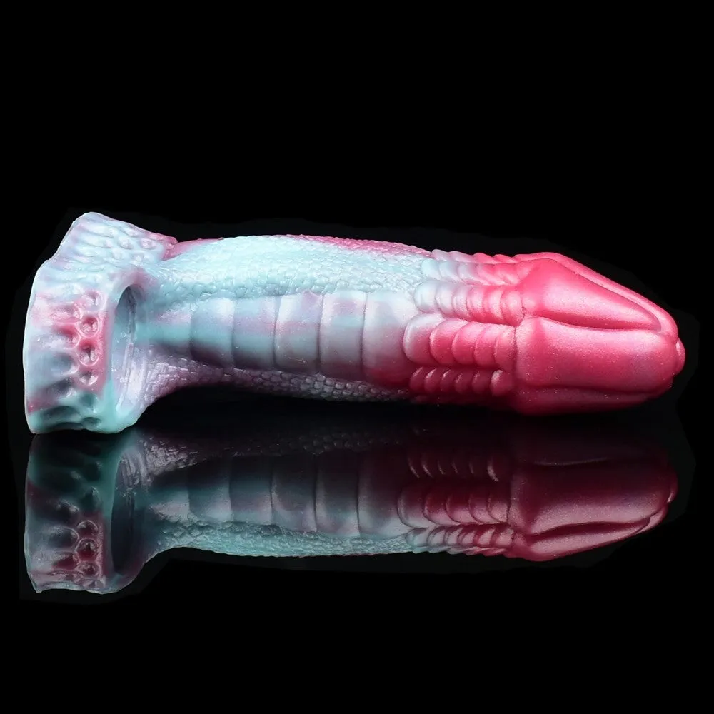 Night Fury 6.8" Dragon Penis Sleeve Extender With Clear Stimulating Texture Design - Laphwing