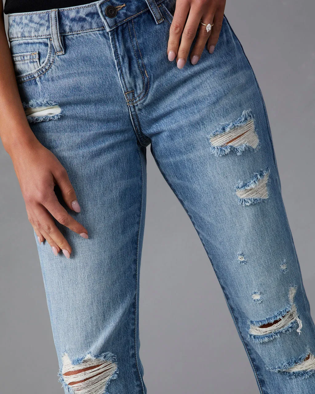 Nila Mid Rise Distressed Boyfriend Jeans