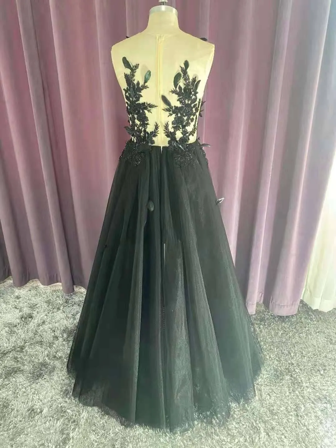 Noir Feather Finesse Gown