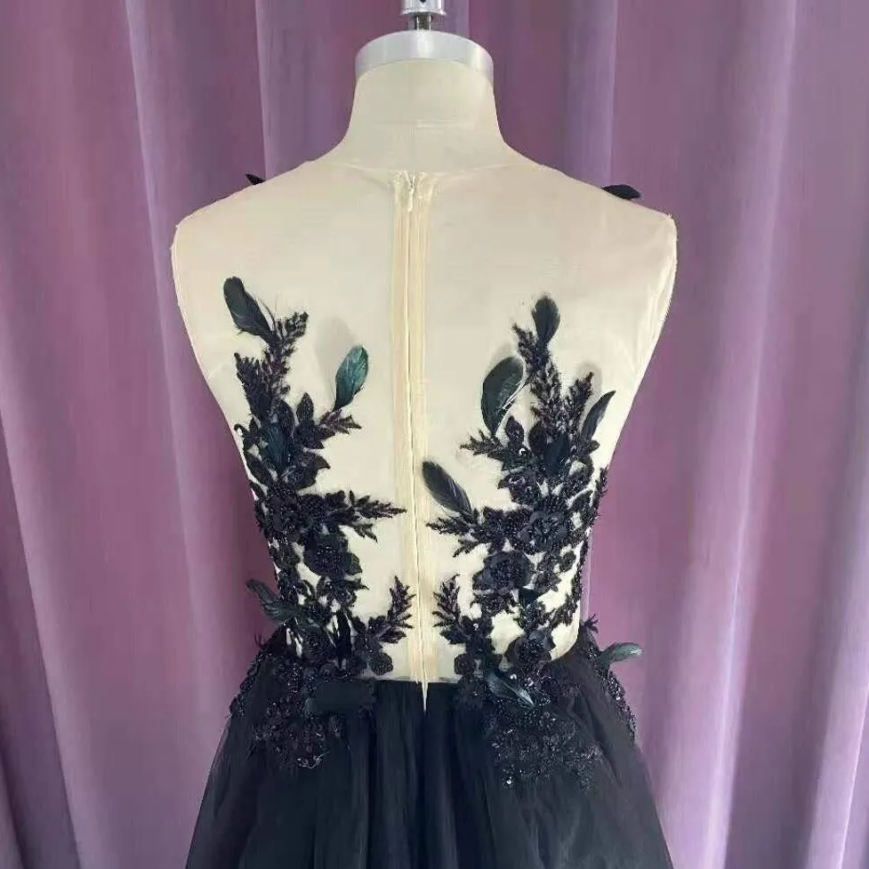 Noir Feather Finesse Gown