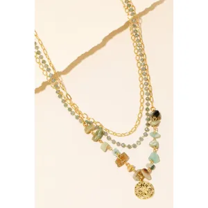 Old World Coin & Stone Layered Necklace