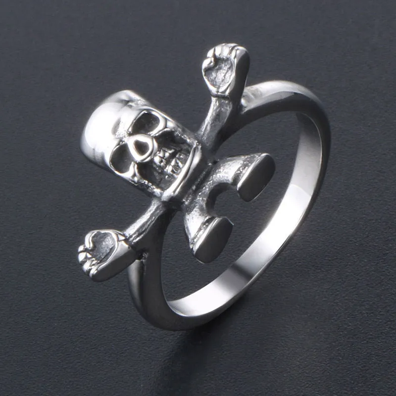 Personalized Titanium Steel Skeleton Character Ring for Men - Customizable Sizes 5-10