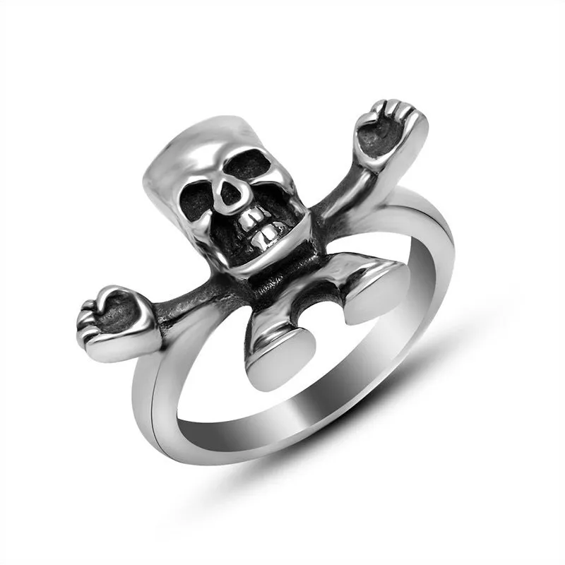 Personalized Titanium Steel Skeleton Character Ring for Men - Customizable Sizes 5-10