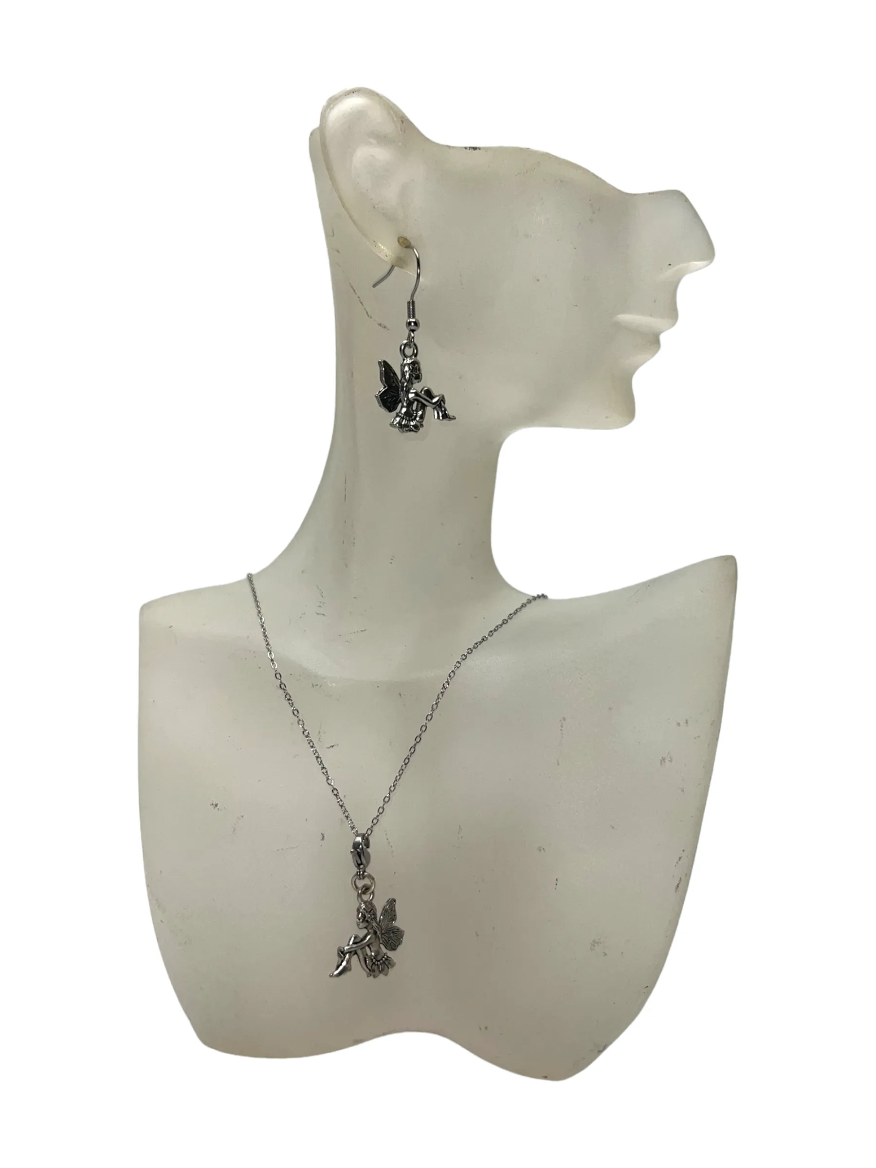 Pewter Fairy Necklace and Earring Set: A Whimsical and Magical Gift for the Fairy Lover in Your Life