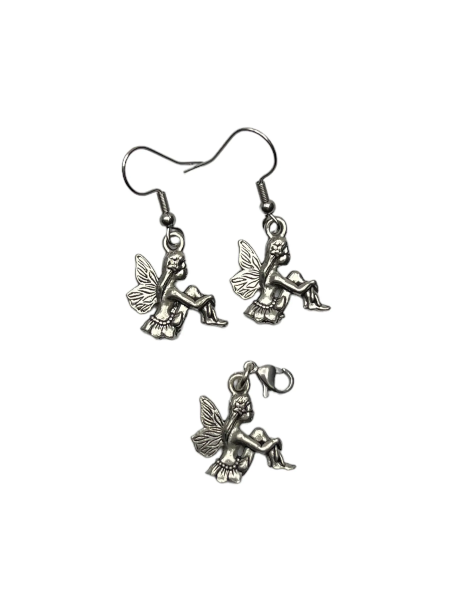 Pewter Fairy Necklace and Earring Set: A Whimsical and Magical Gift for the Fairy Lover in Your Life