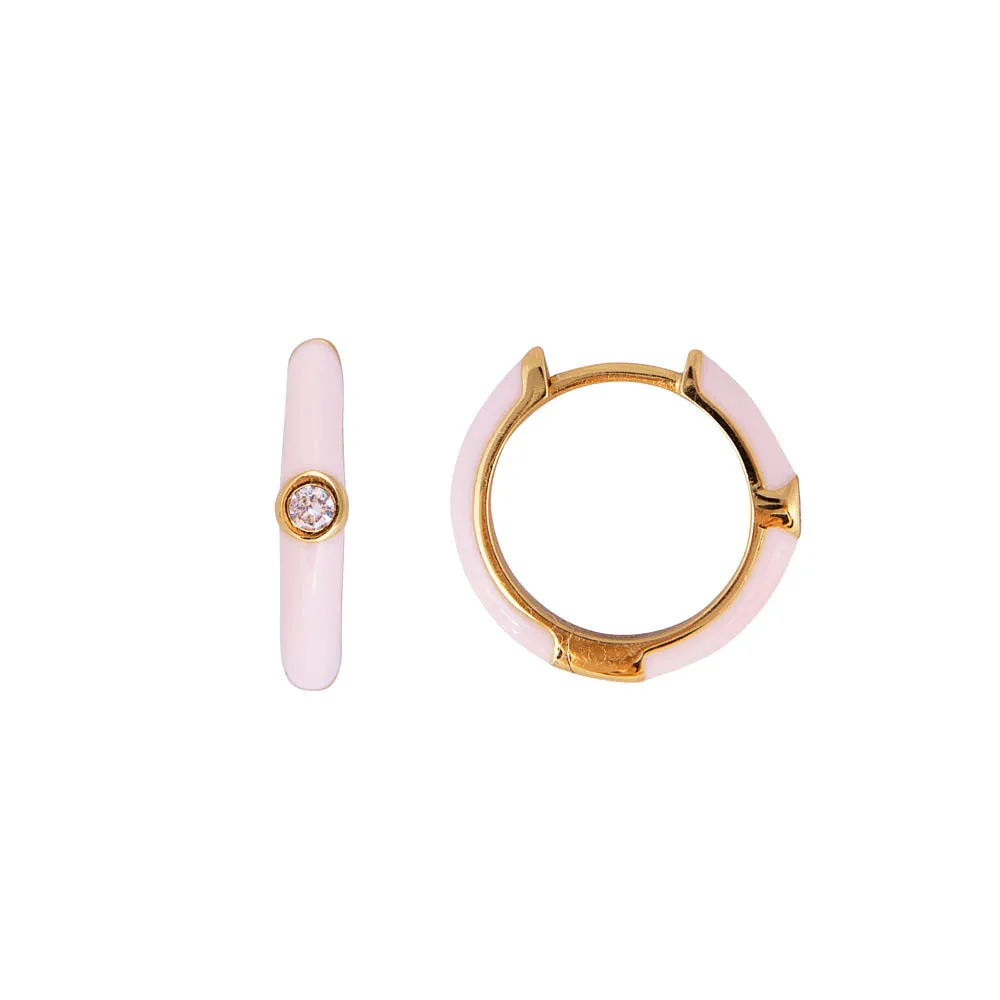 PINK FLAMINGO ENAMEL MIDI HOOPS