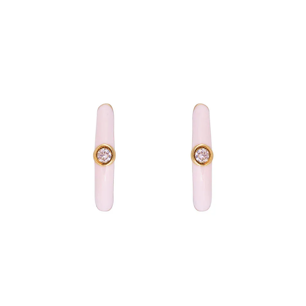 PINK FLAMINGO ENAMEL MIDI HOOPS