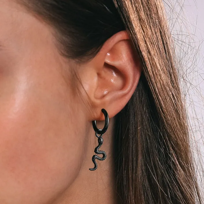 Punk Crawl Snake Drop Hoop Earrings for Men Women