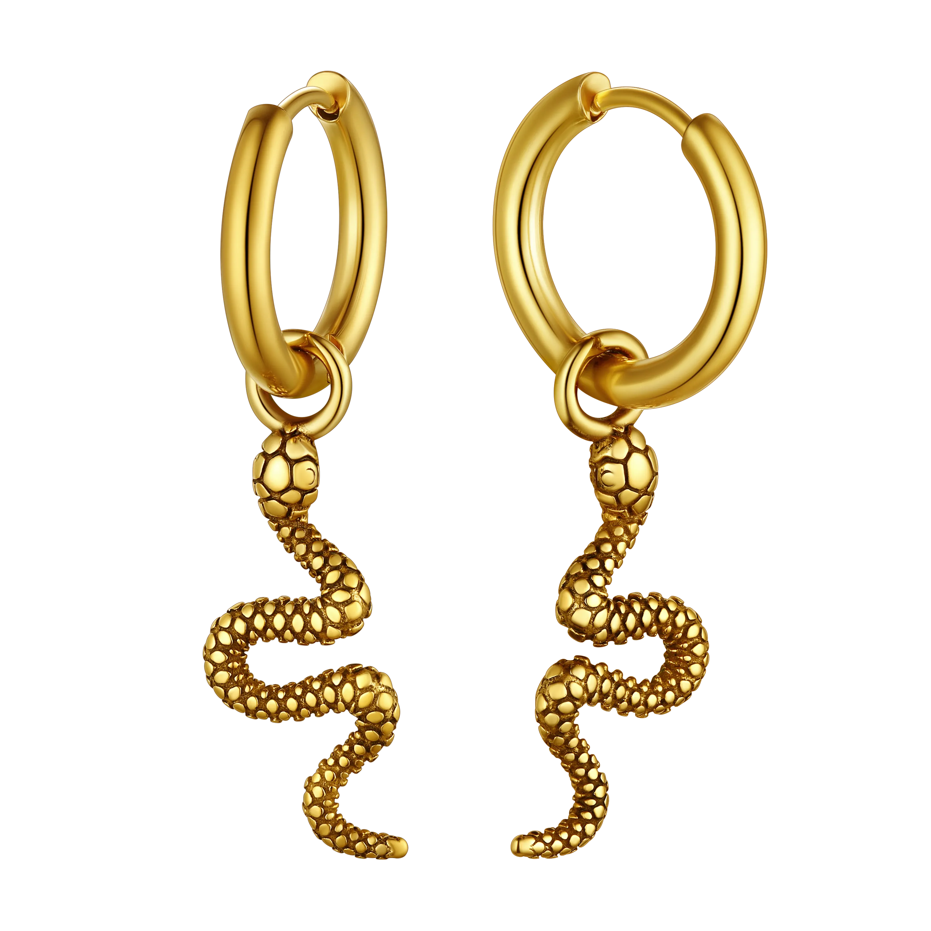 Punk Crawl Snake Drop Hoop Earrings for Men Women