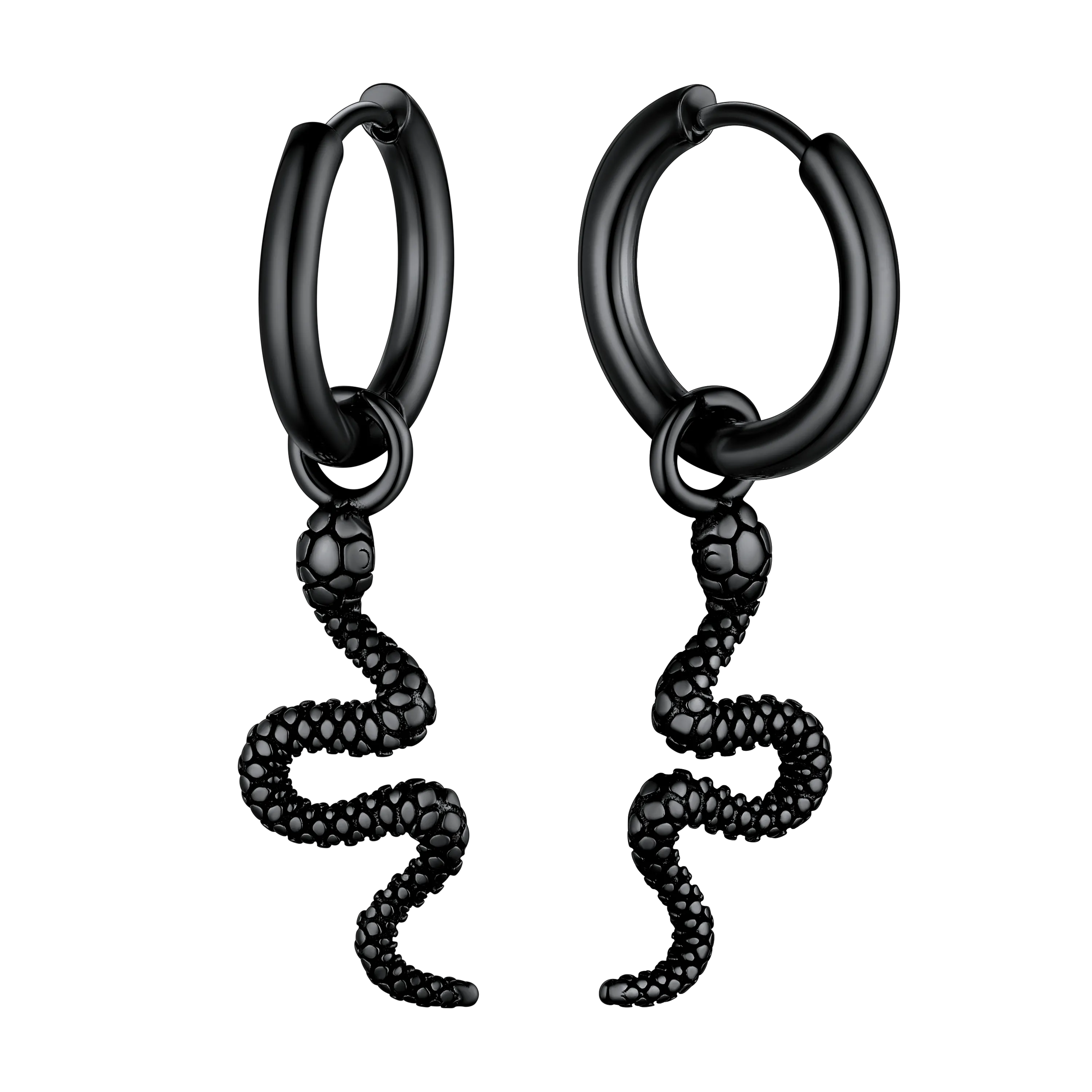 Punk Crawl Snake Drop Hoop Earrings for Men Women