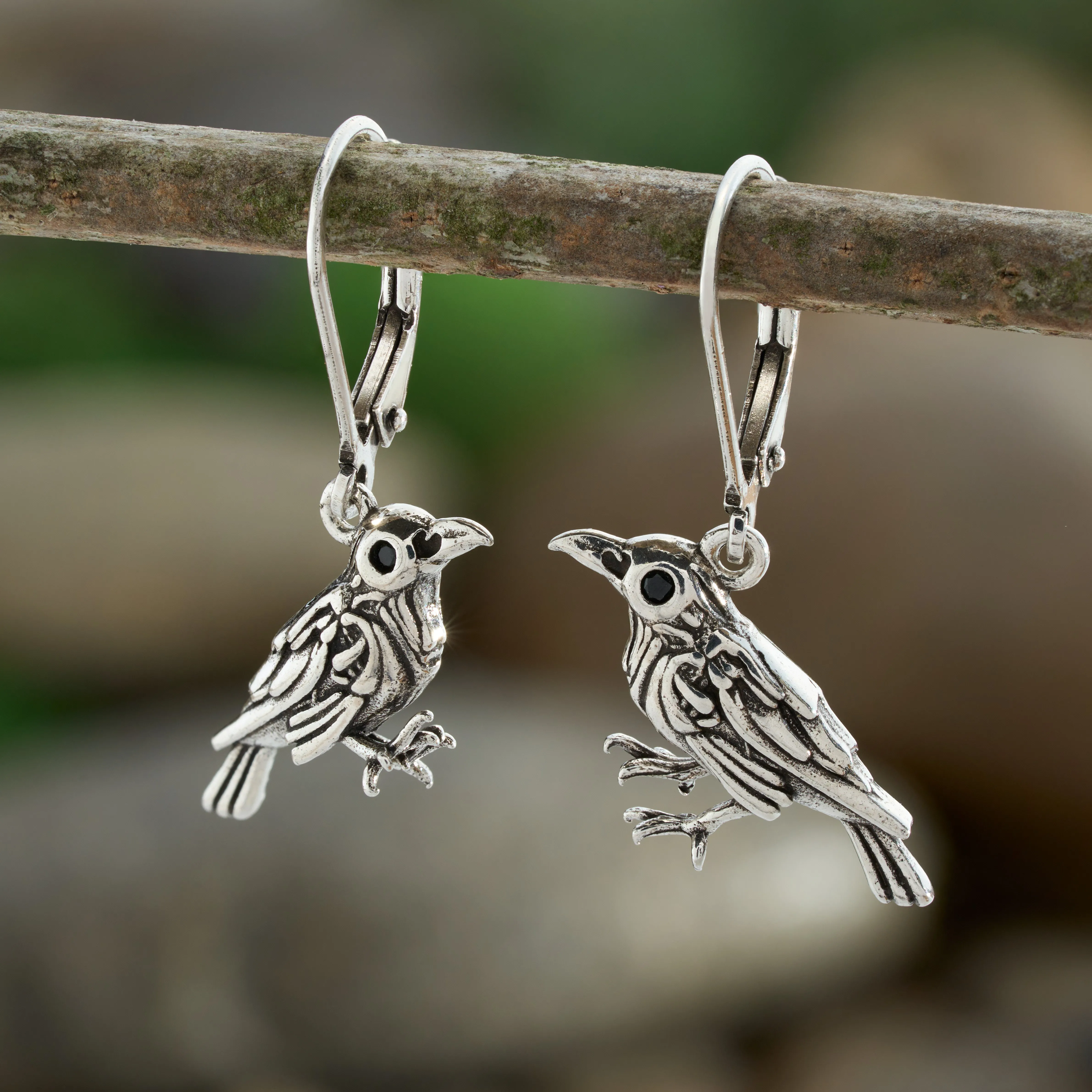 "Nevermore" Raven Leverback Earrings