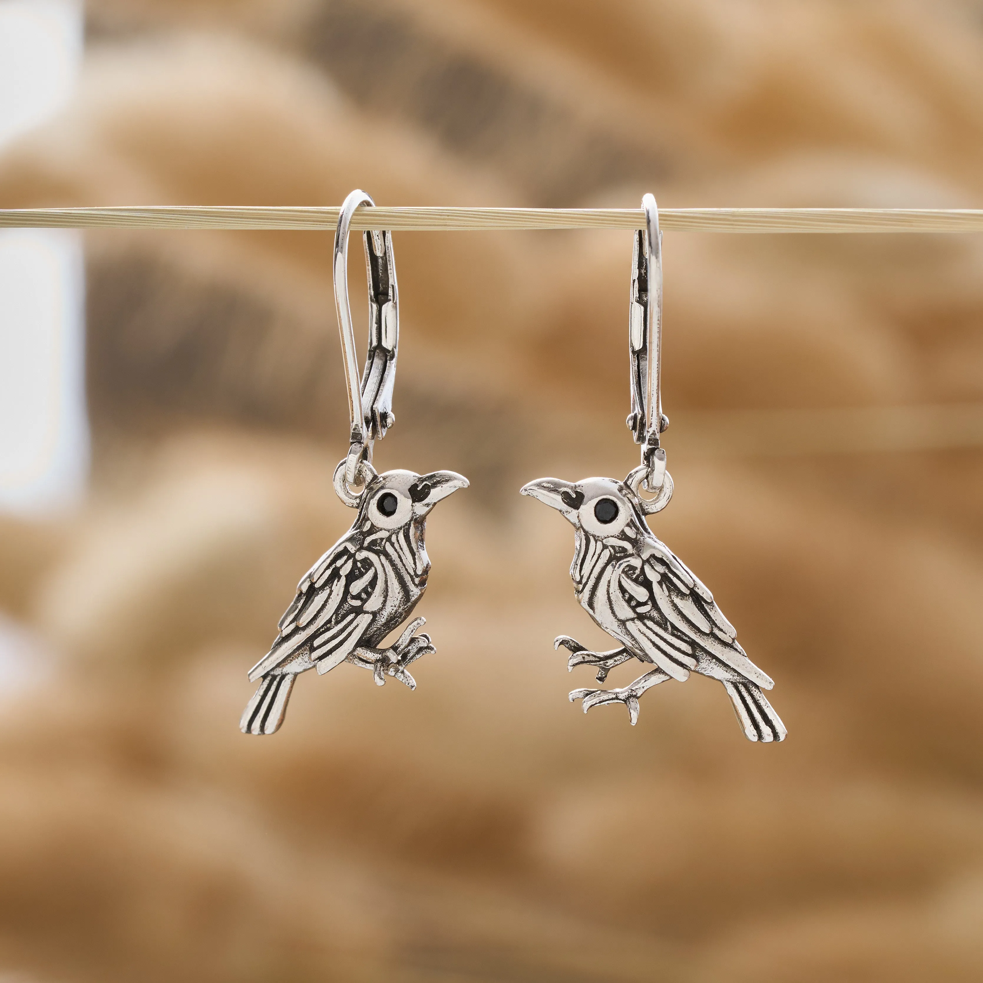 "Nevermore" Raven Leverback Earrings