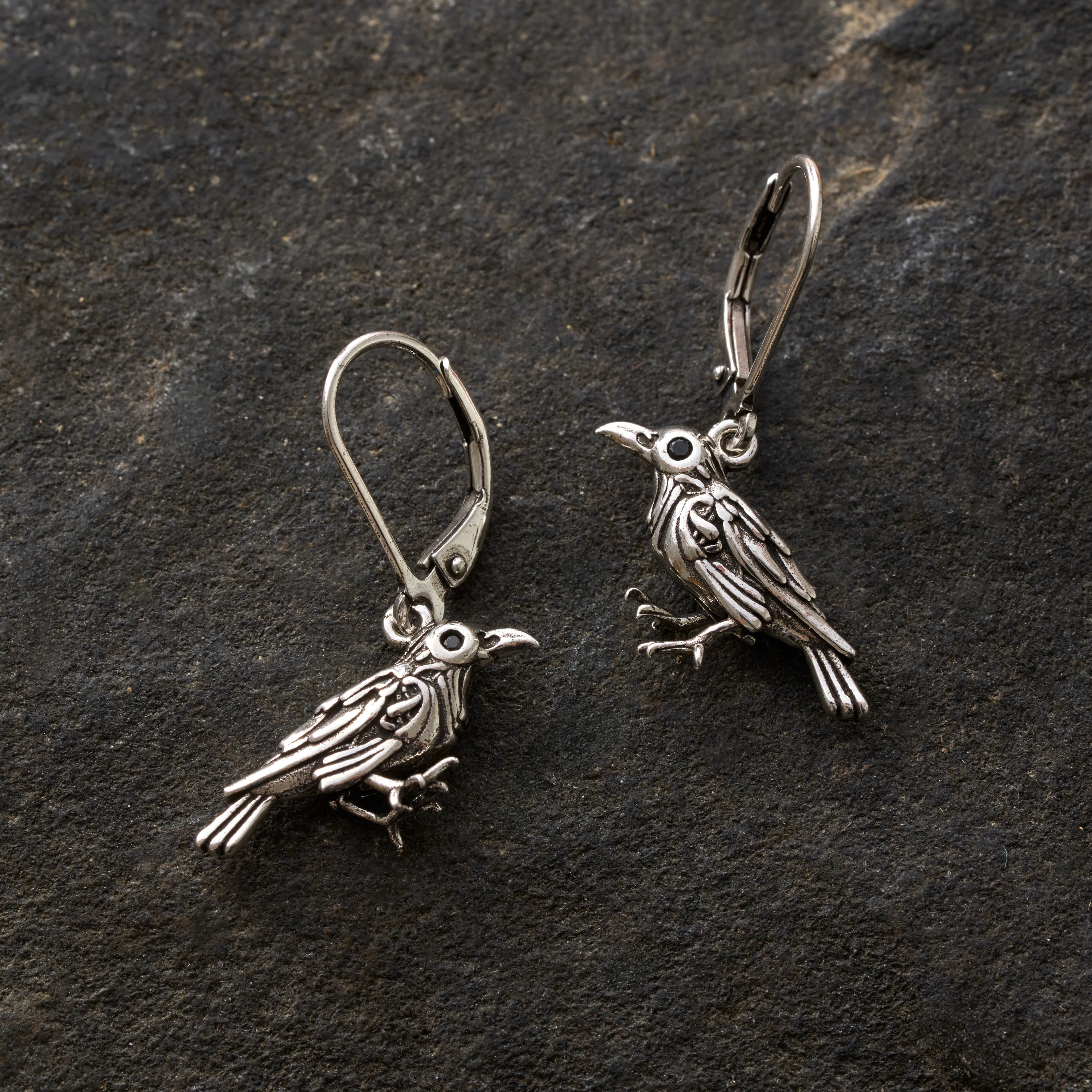 "Nevermore" Raven Leverback Earrings