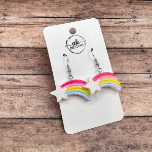 Rainbow Shooting Star Cartoon Style Earrings, Hypoallergenic, Nickel-Free - Clearance