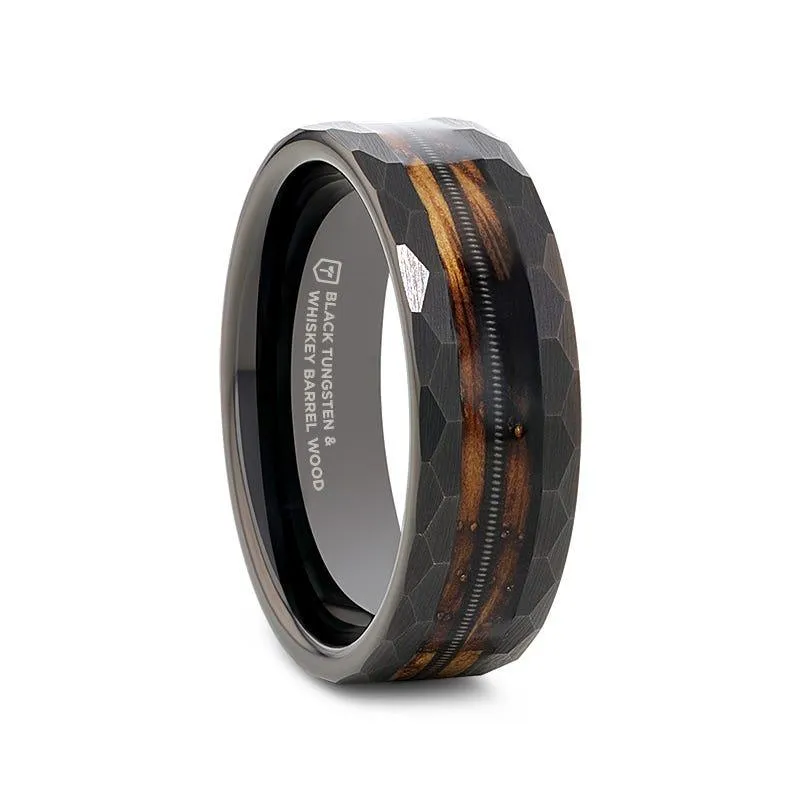 RIFF Black Tungsten Ring With Whiskey Barrel Inlay - 8mm