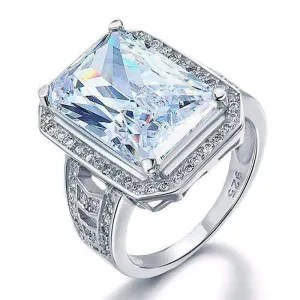 Romantic Fire 8.5CT Emerald Cut Halo Ring