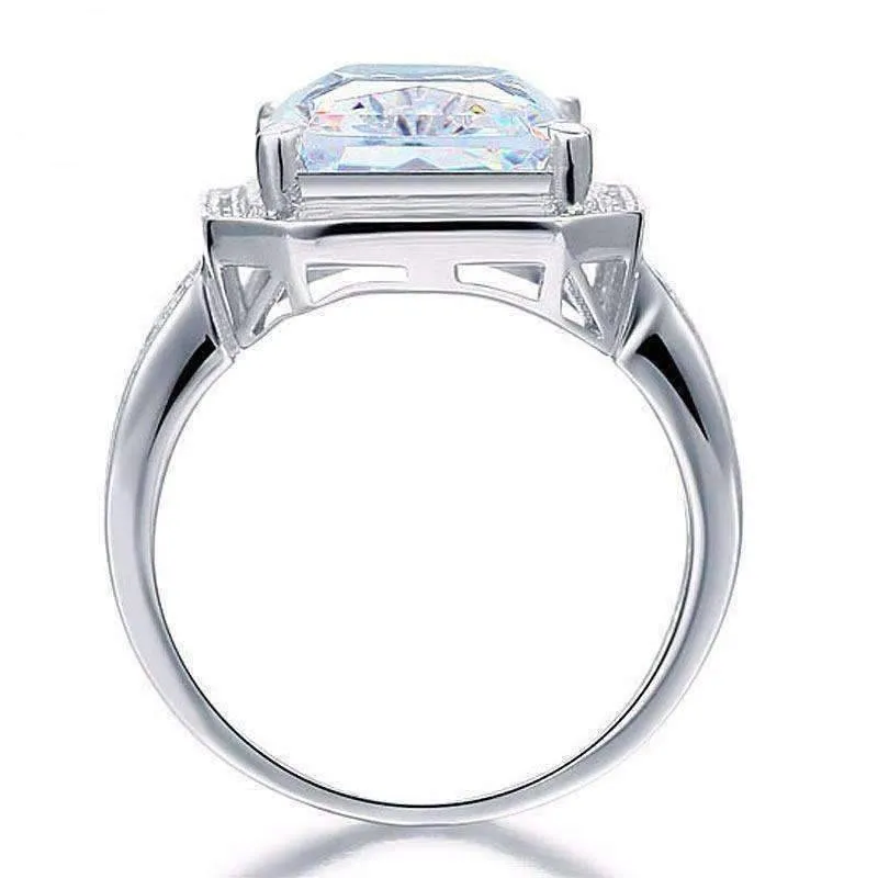 Romantic Fire 8.5CT Emerald Cut Halo Ring