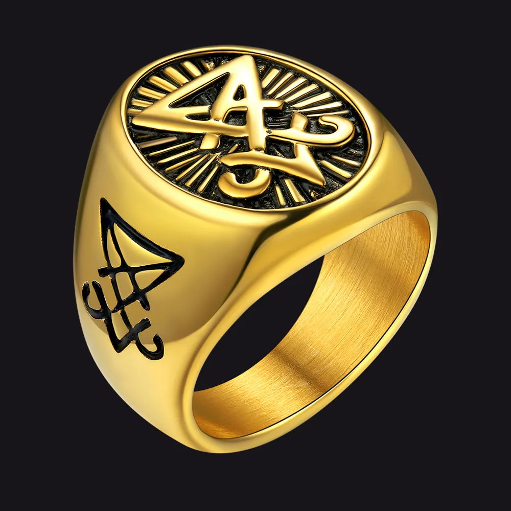 Satan Leviathan Cross Lucifer Signet Ring For Men