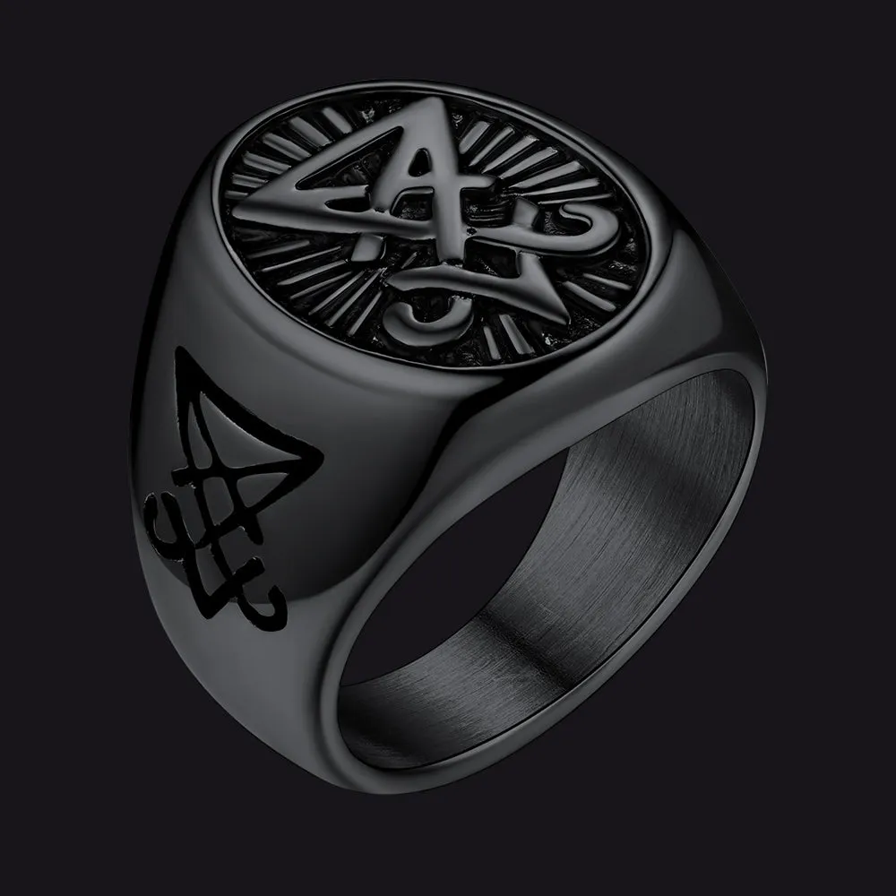 Satan Leviathan Cross Lucifer Signet Ring For Men