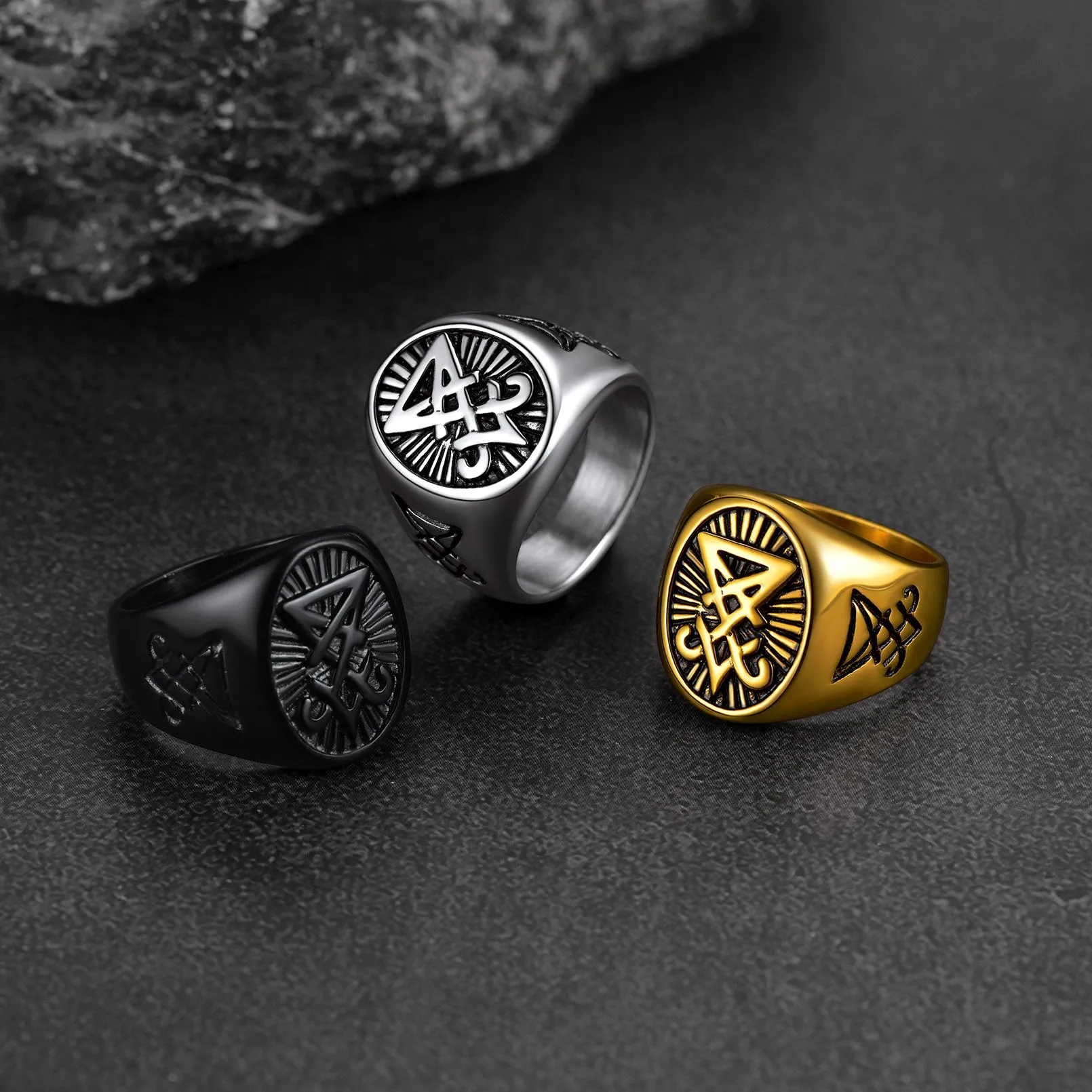 Satan Leviathan Cross Lucifer Signet Ring For Men