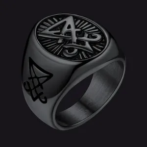 Satan Leviathan Cross Lucifer Signet Ring For Men