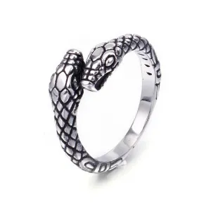 Serpent Spirit Retro Punk Stainless Steel Ring for Bold Fashionistas