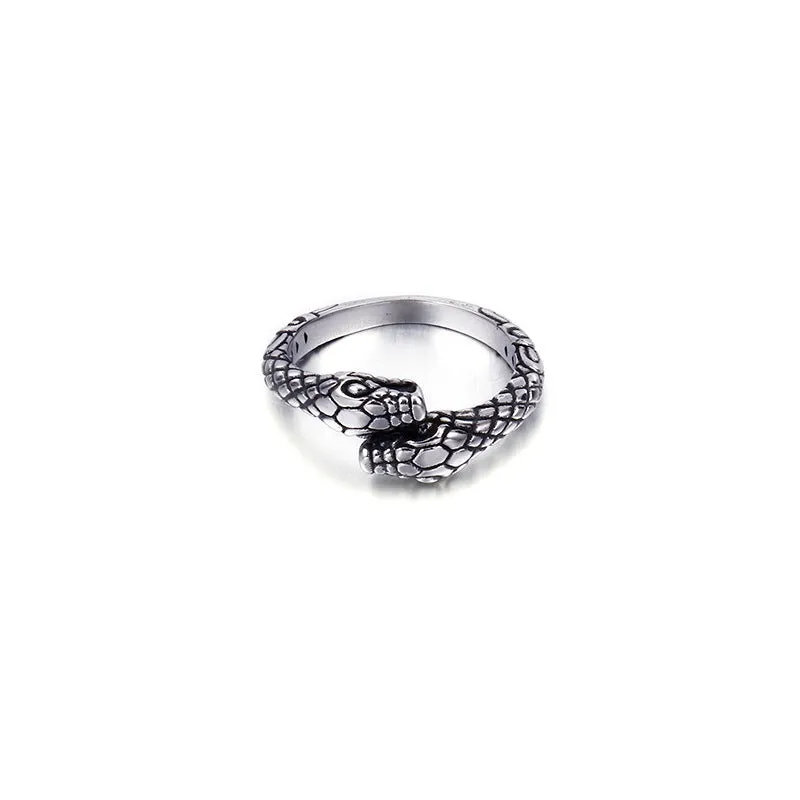 Serpent Spirit Retro Punk Stainless Steel Ring for Bold Fashionistas