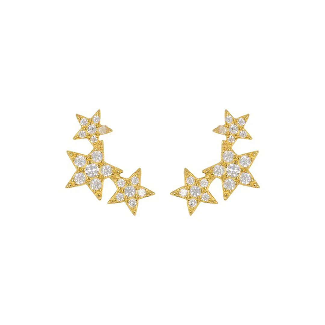 Shooting Star Stud Earrings silver gold