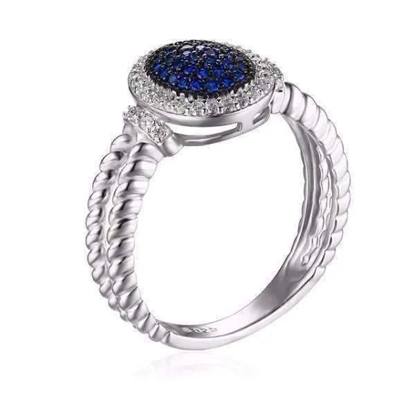 Starlight Blue Spinel Pavé Halo Cz IOBI Precious Gems Ring for Women Birthday Holiday Gift