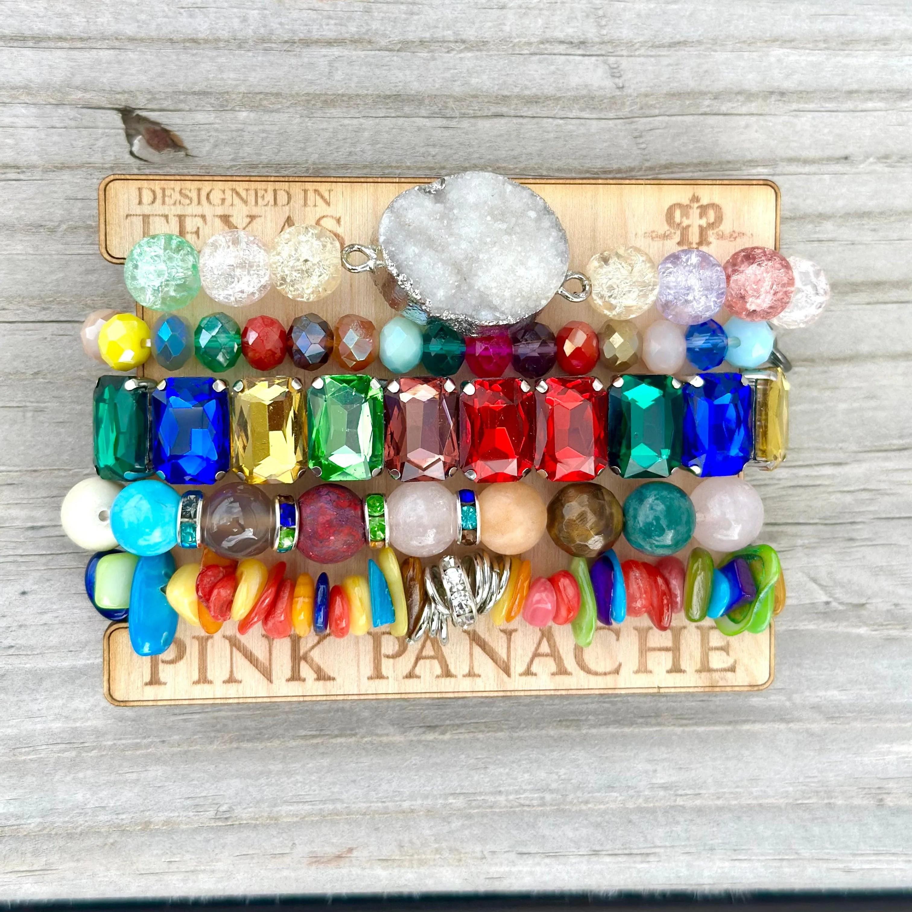 The Pink Panache Druzy Stack Bracelet Set