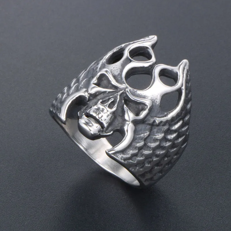 Titanium Steel Retro Skull Ring for Men - Bold Alternative Jewelry in European and American Style